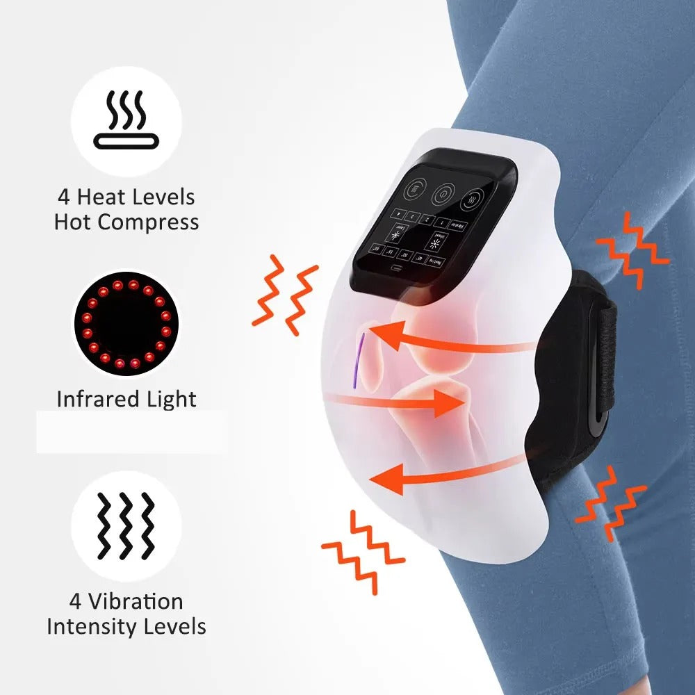 Muzax Electric Cordless Heated Knee Massager with Vibration and LED Display