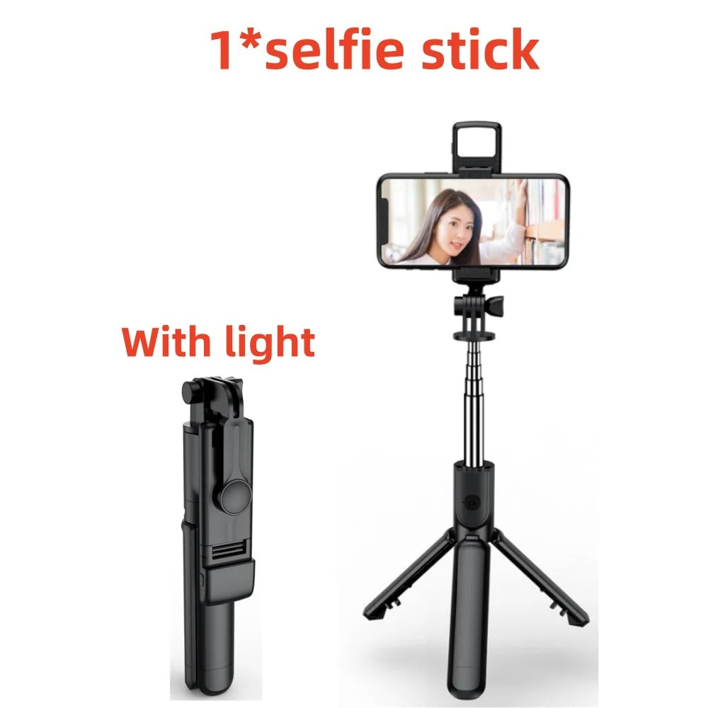 Muzax 3-in-1 Bluetooth Selfie Stick Tripod with Detachable Remote and Fill Light