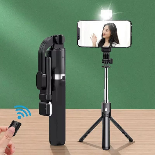 Muzax 3-in-1 Bluetooth Selfie Stick Tripod with Detachable Remote and Fill Light