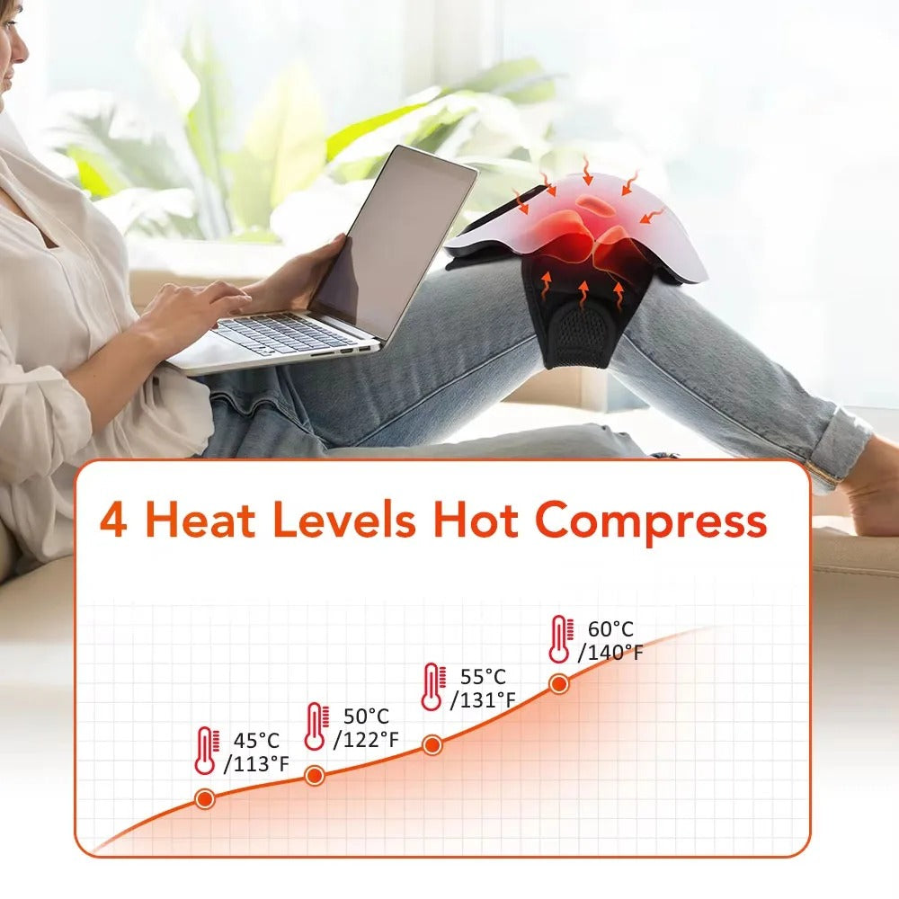 Muzax Electric Cordless Heated Knee Massager with Vibration and LED Display
