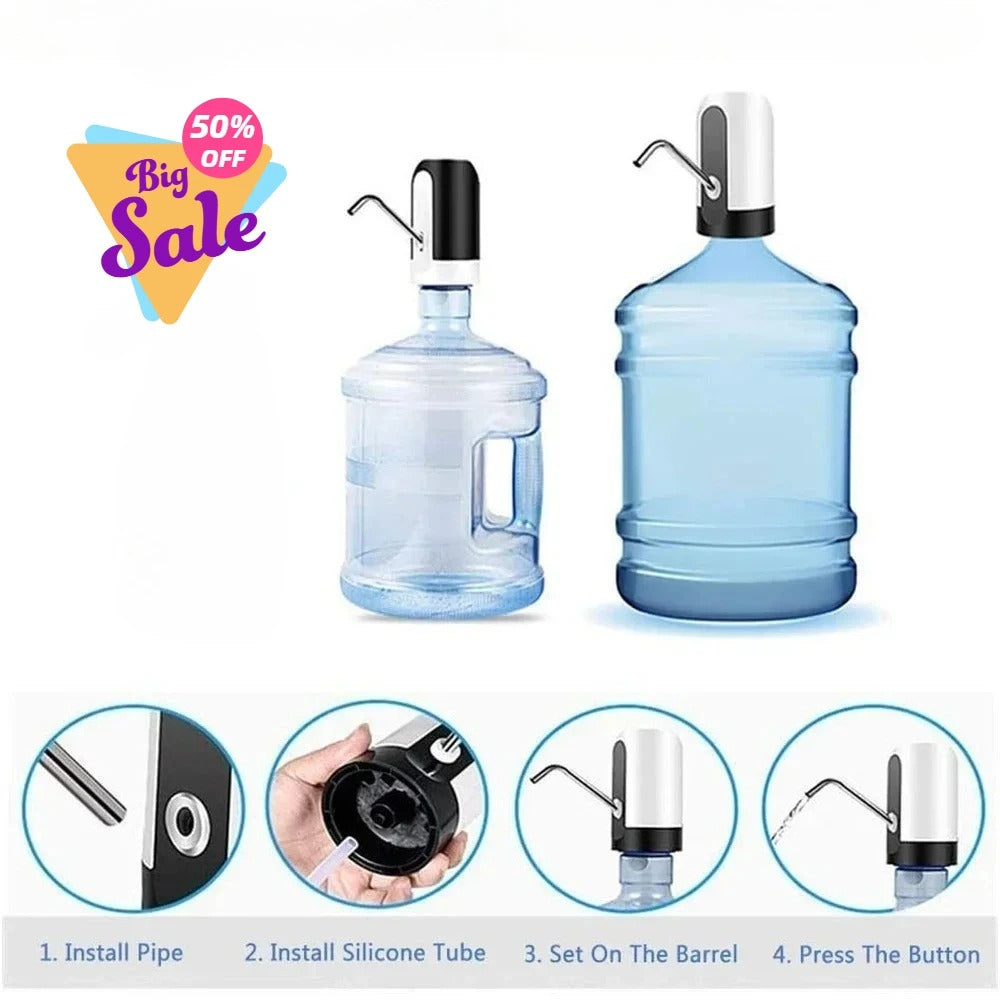 Muzax Electric Water Dispenser Pump - USB Rechargeable for 5 Gallon Universal Bottles