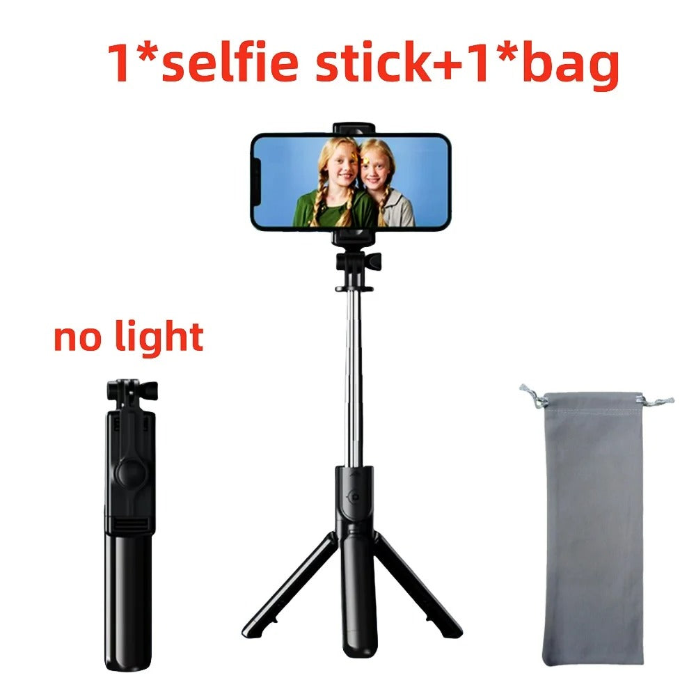 Muzax 3-in-1 Bluetooth Selfie Stick Tripod with Detachable Remote and Fill Light